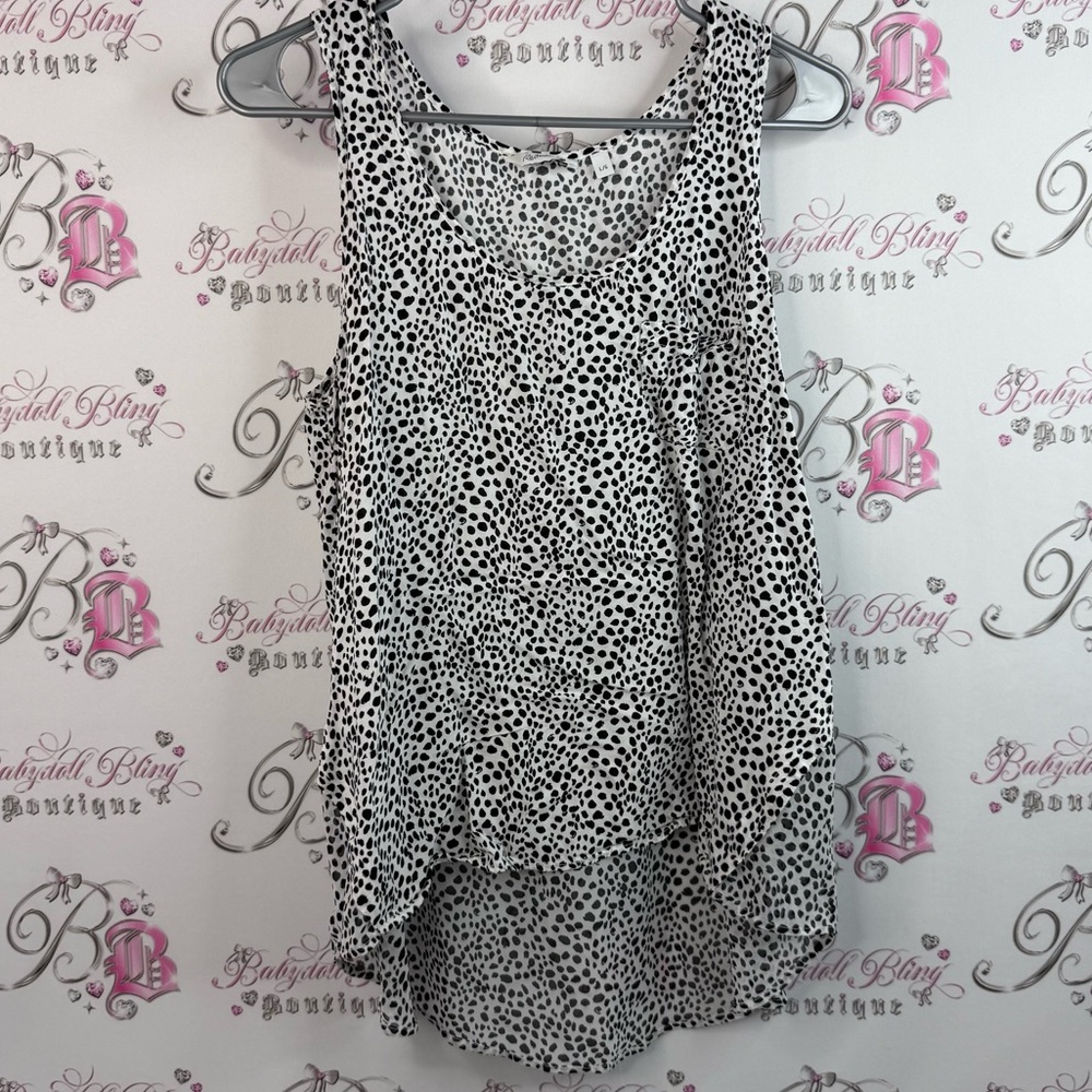 Reitmans tank top polka dot dotted Dalmatian Monochrome Patterned Sleeveless Top
